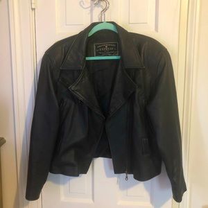 Express genuine leather black motorcycle jacket